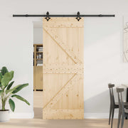 Puerta corredera Narvik en color natural y negro, ideal para espacios exteriores y jardines.