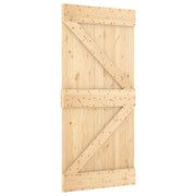 Puerta corredera Narvik en color natural y negro, dimensiones 95 x 210 cm, ideal para jardines.