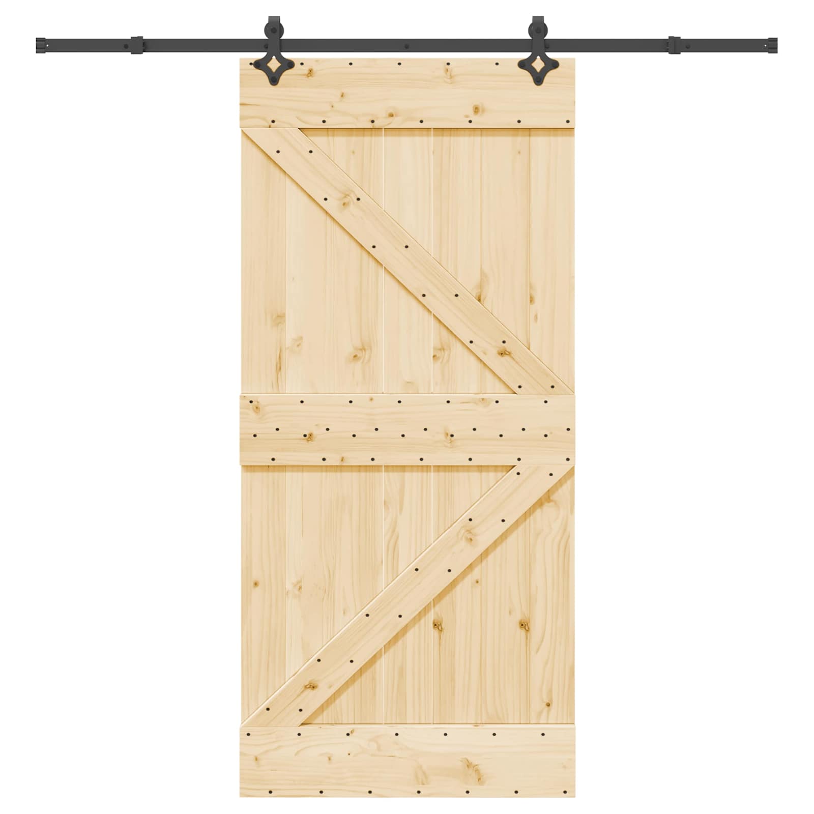 Puerta corredera Narvik en color natural y negro, ideal para espacios modernos y exteriores.
