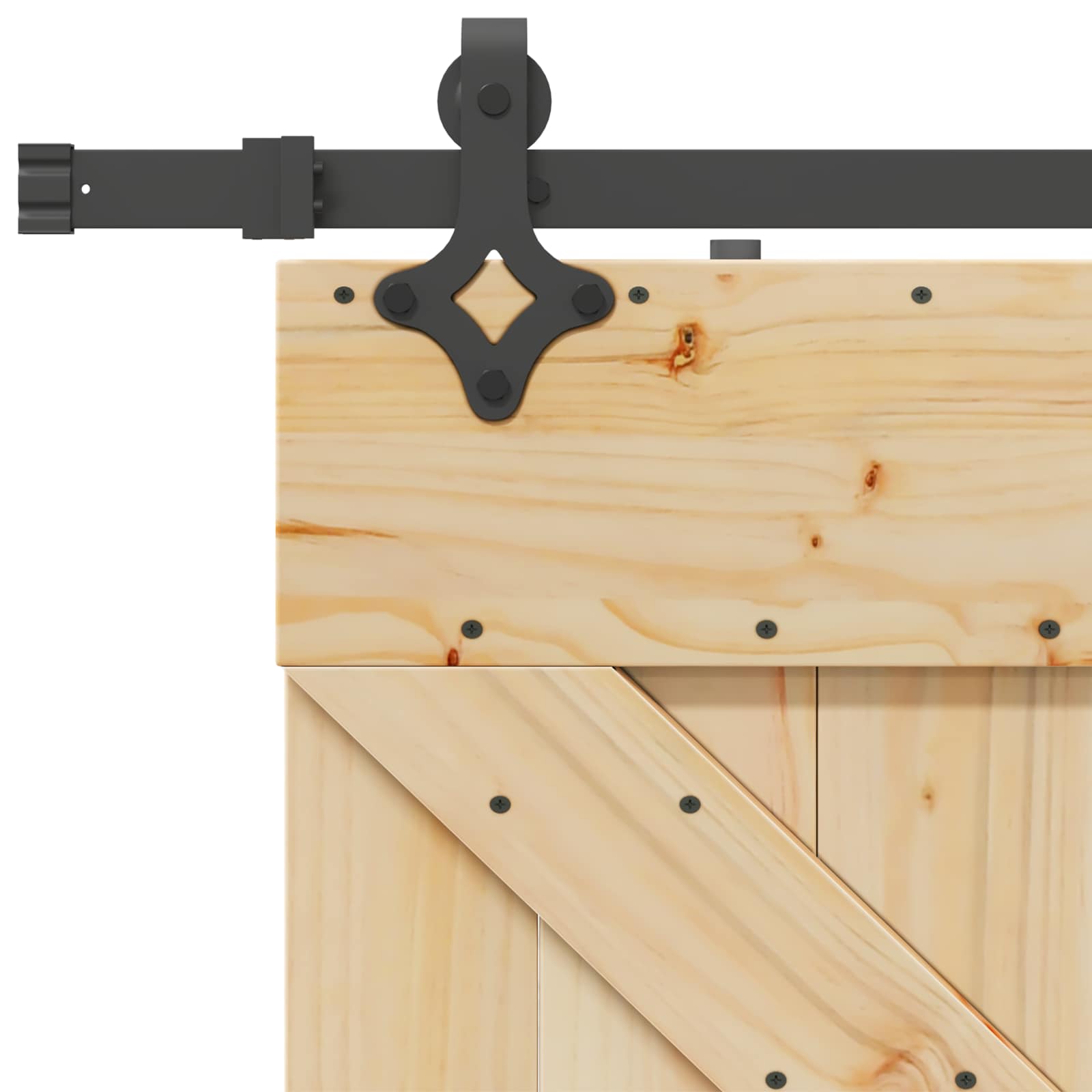 Puerta corredera Narvik en color natural y negro, ideal para decoración de jardines y exteriores.