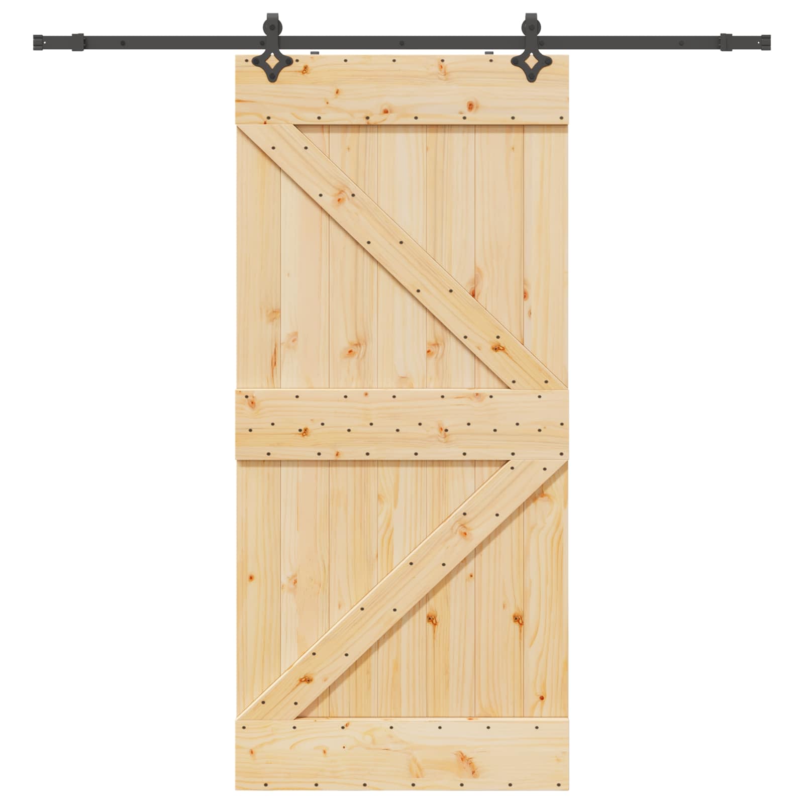 Puerta corredera Narvik en color natural y negro, dimensiones 80 x 210 cm, ideal para jardines