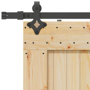 Puerta corredera Narvik en color natural y negro, ideal para jardines y exteriores, medidas 95 x 210 cm.