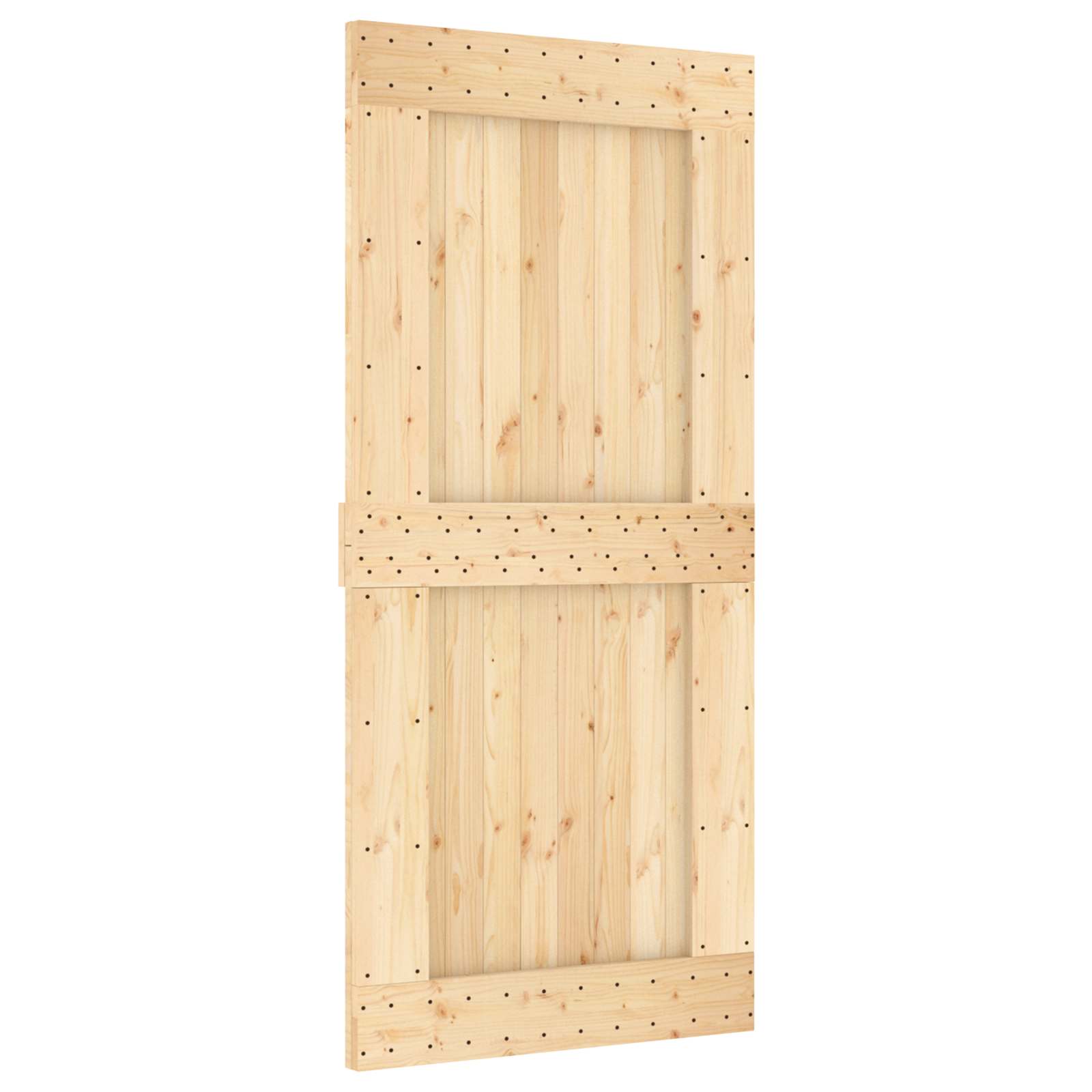 Puerta corredera Narvik en color natural y negro, ideal para espacios exteriores y jardines.