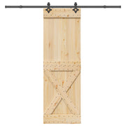 Puerta corredera Narvik en color natural y negro, medidas 70 x 210 cm, ideal para jardines y exteriores.