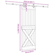 Puerta corredera Narvik en color natural y negro, ideal para jardines y exteriores, medidas 70 x 210 cm.