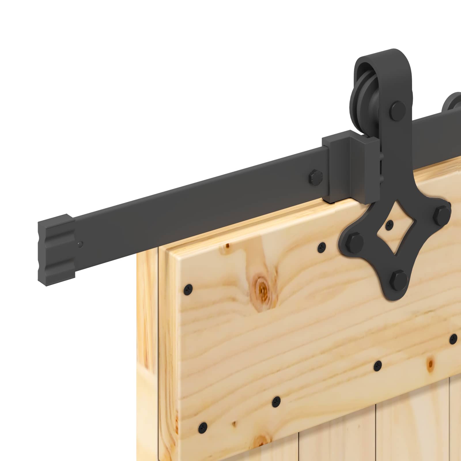 Puerta corredera Narvik en color natural y negro, ideal para exteriores y jardines, dimensiones 80 x 210 cm.