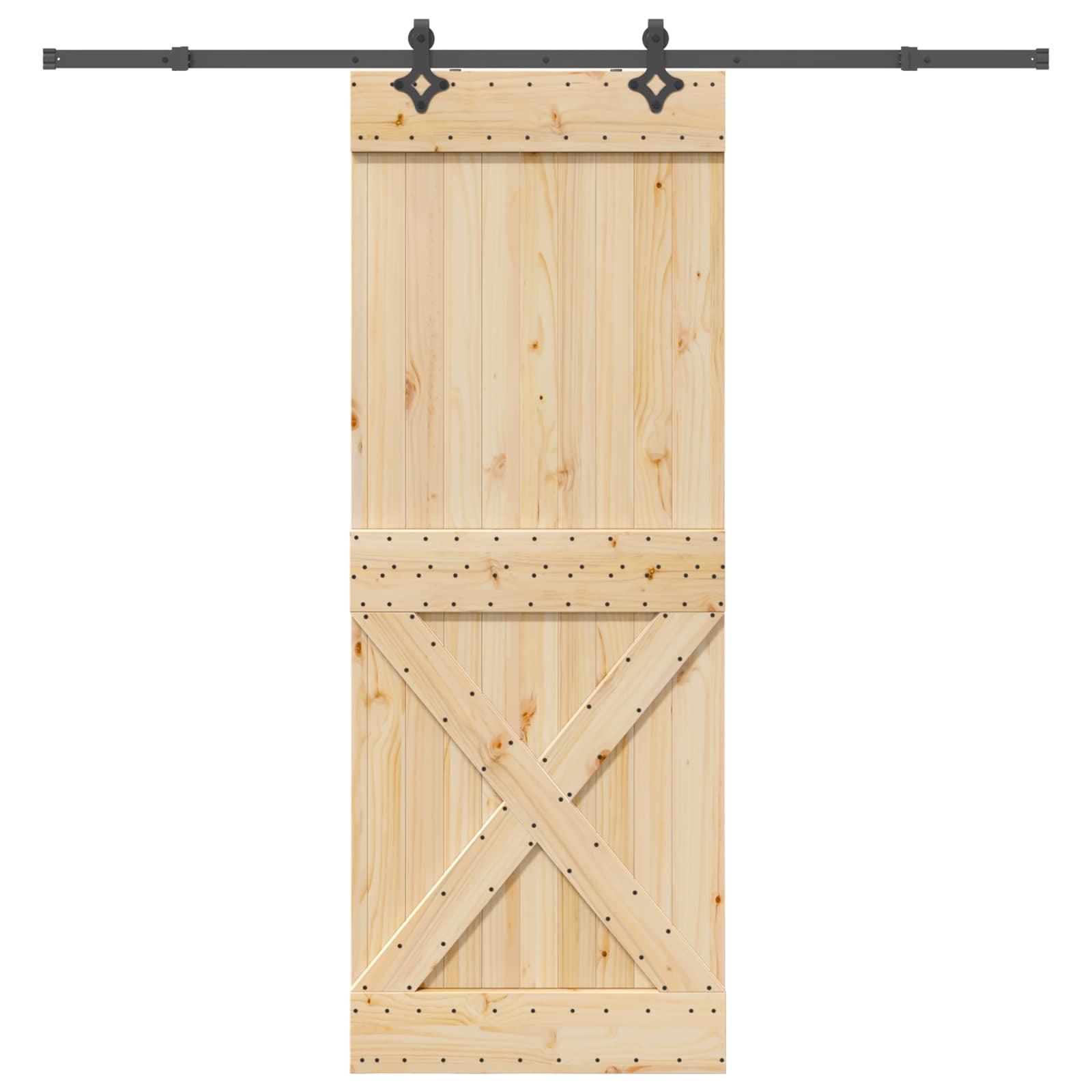 Puerta corredera Narvik en color natural y negro, ideal para jardines y exteriores.