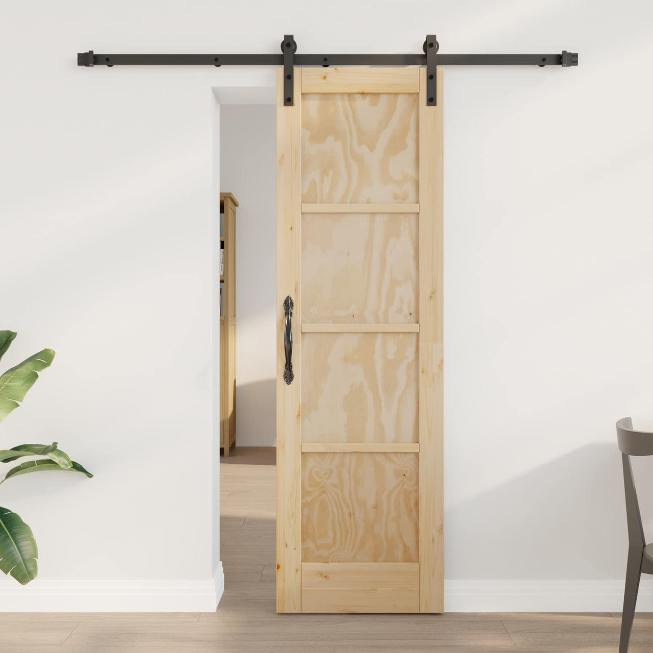 Porta de correr natural e preto 61 x 198,5 cm 