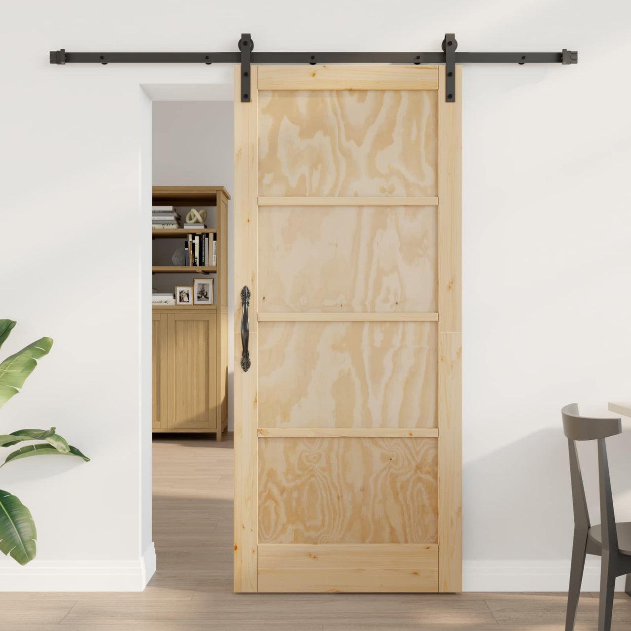 Puerta Corredera Natural y Negro 86 x 198,5 cm