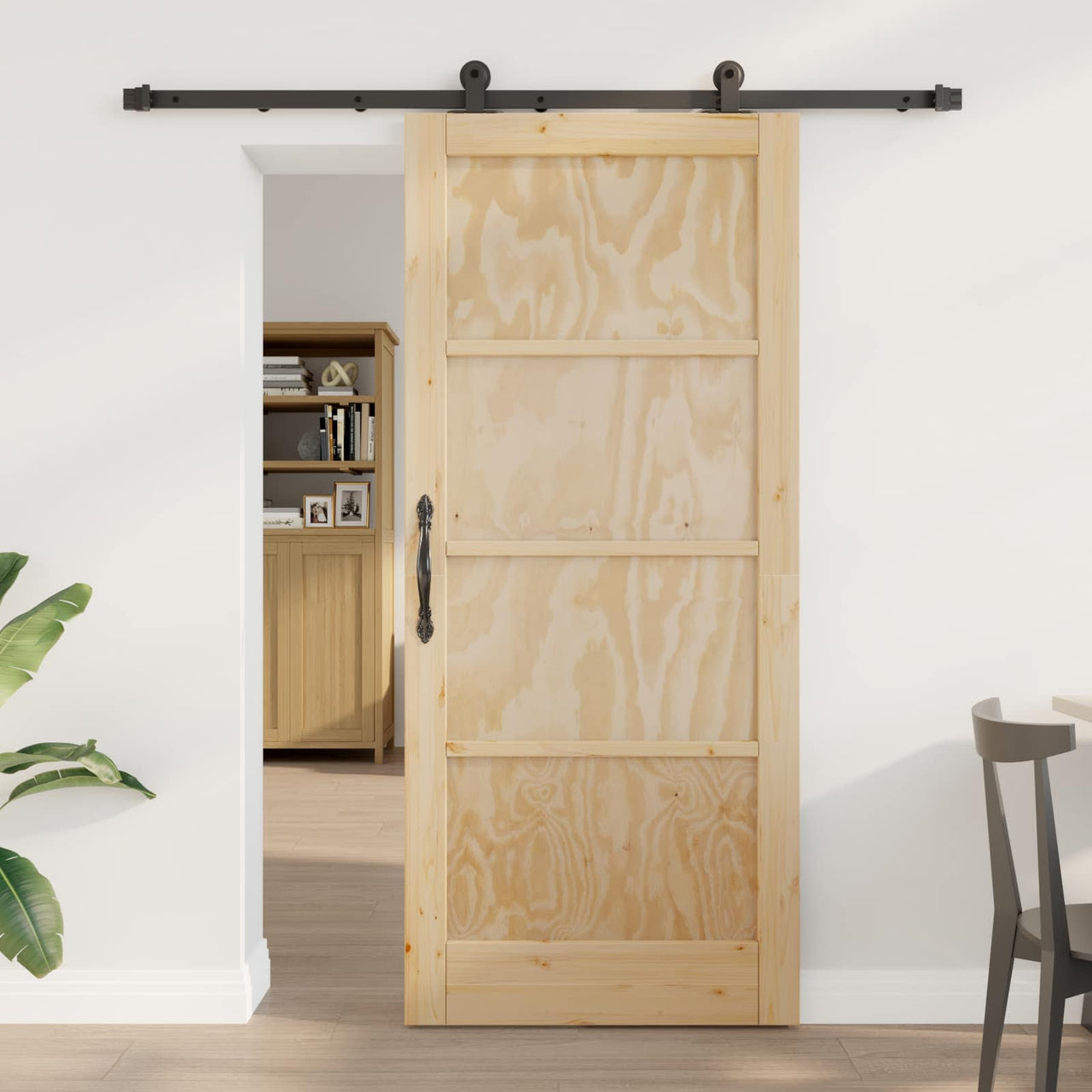 Puerta Corredera Natural y negro 86 x 198,5 cm