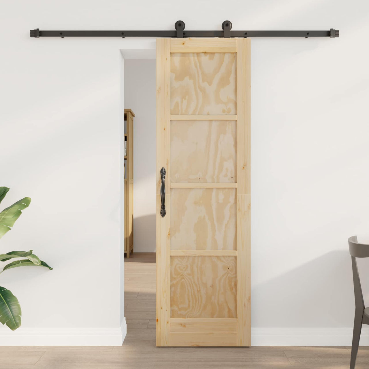 Puerta Corredera Natural y negro 61 x 198,5 cm