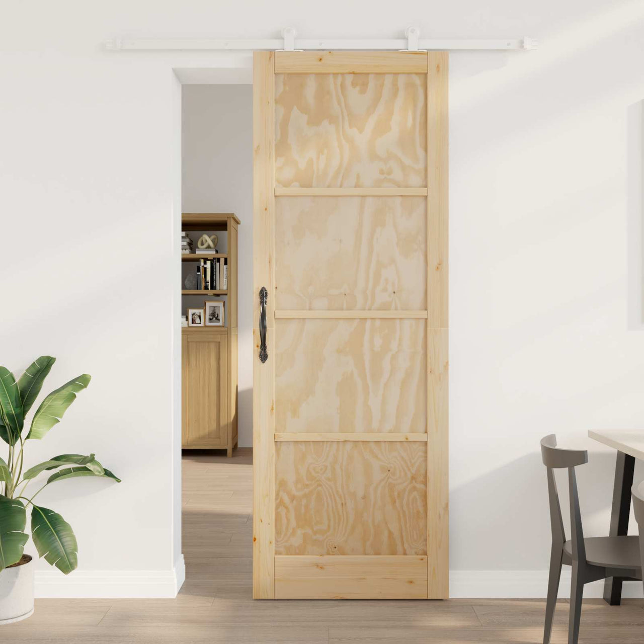 Puerta Corredera Natural y Blanco 83 x 232 cm
