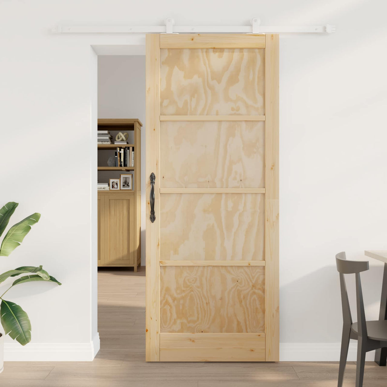 Puerta Corredera Natural y Blanco 86 x 211 cm