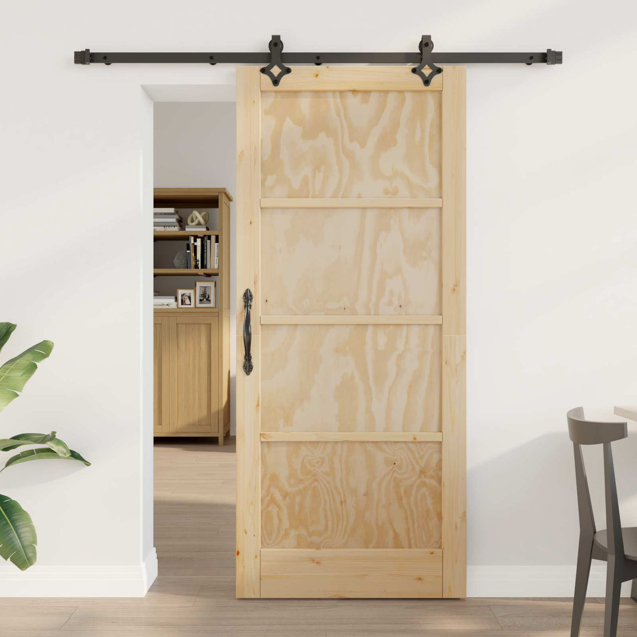 Puerta Corredera Natural y negro 86 x 198,5 cm
