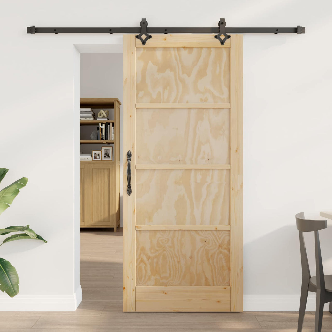 Puerta Corredera Natural y negro 86 x 198,5 cm