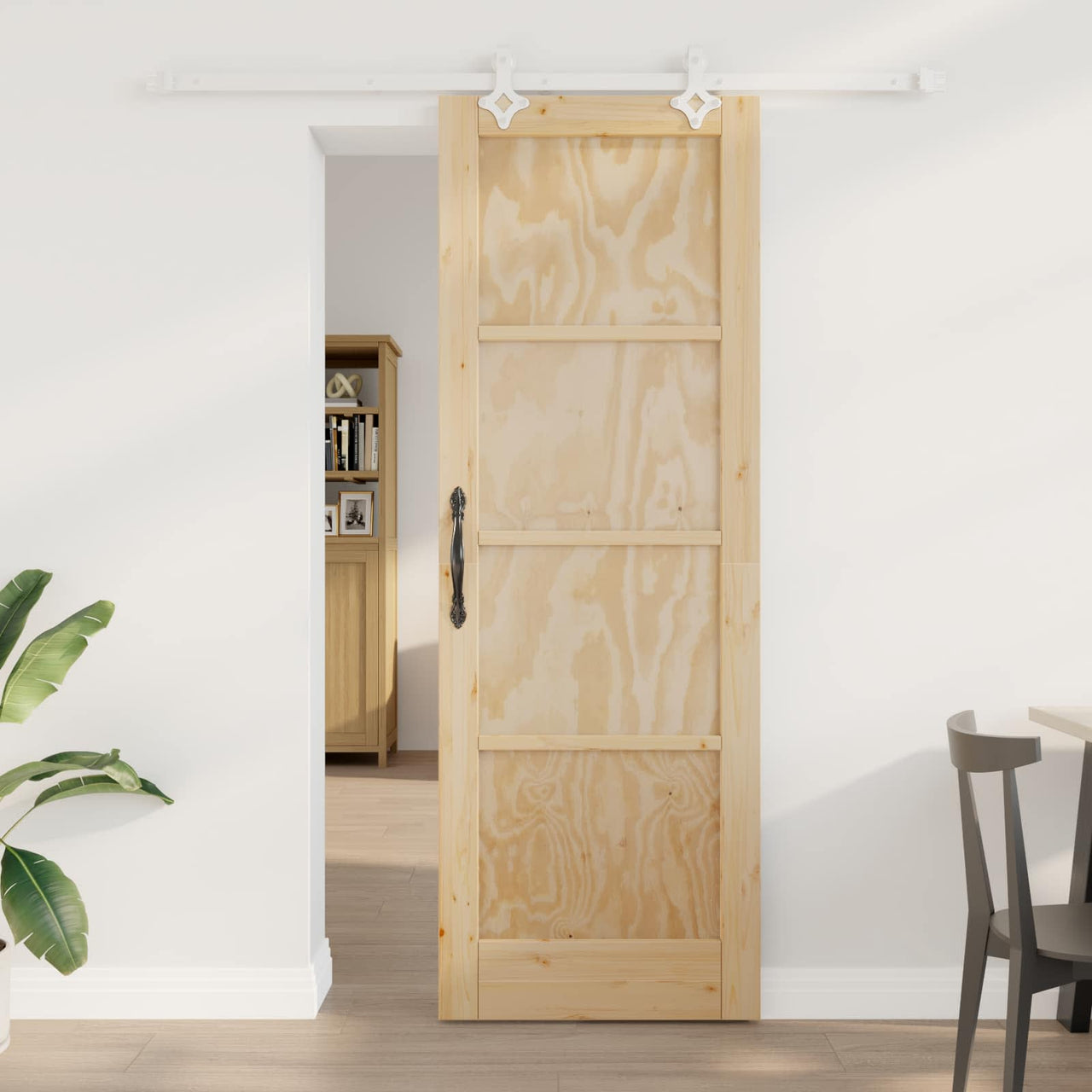 Puerta Corredera Natural y Blanco 73,5 x 211 cm