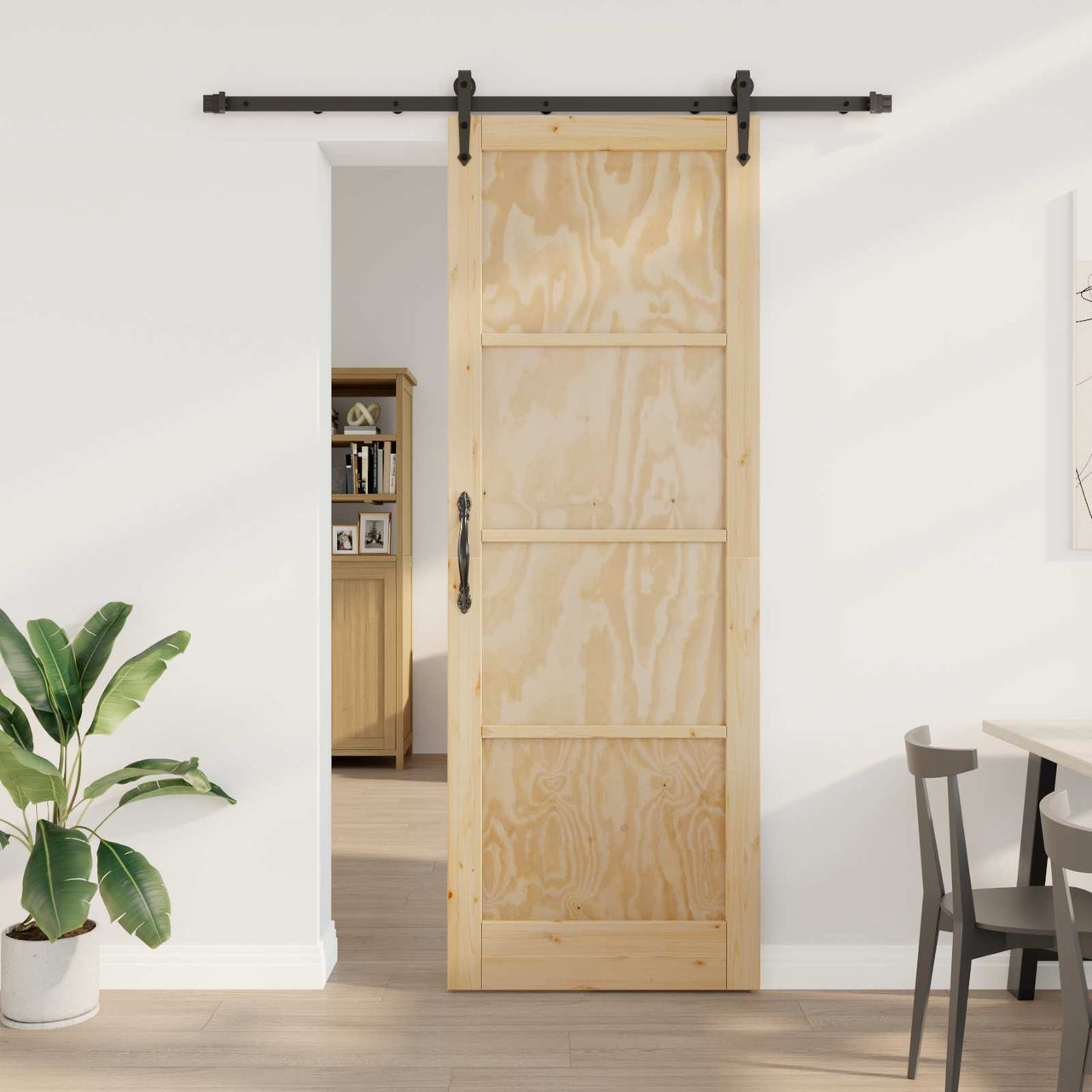 Schiebetür ORKDAL Natur und Schwarz 83 x 232 cm 