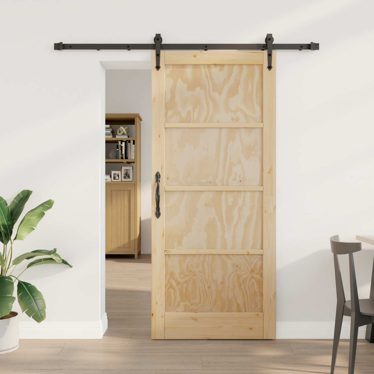 Puerta Corredera Natural y Negro 86 x 198,5 cm