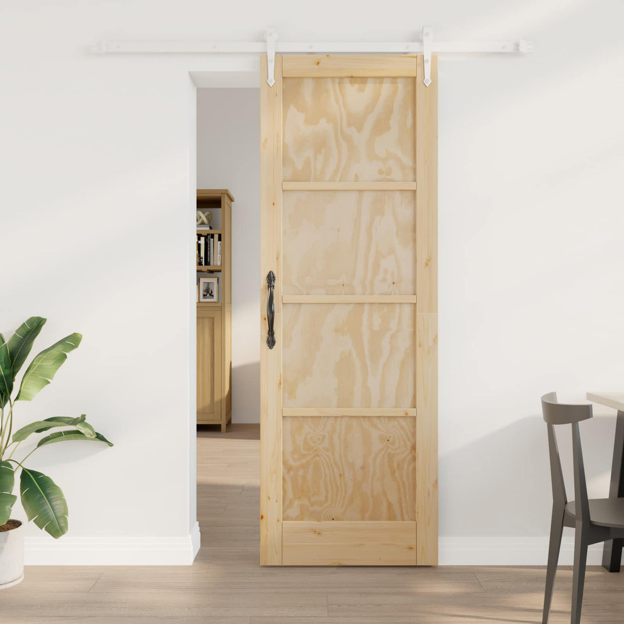 Puerta Corredera Natural y Blanco 73,5 x 211 cm