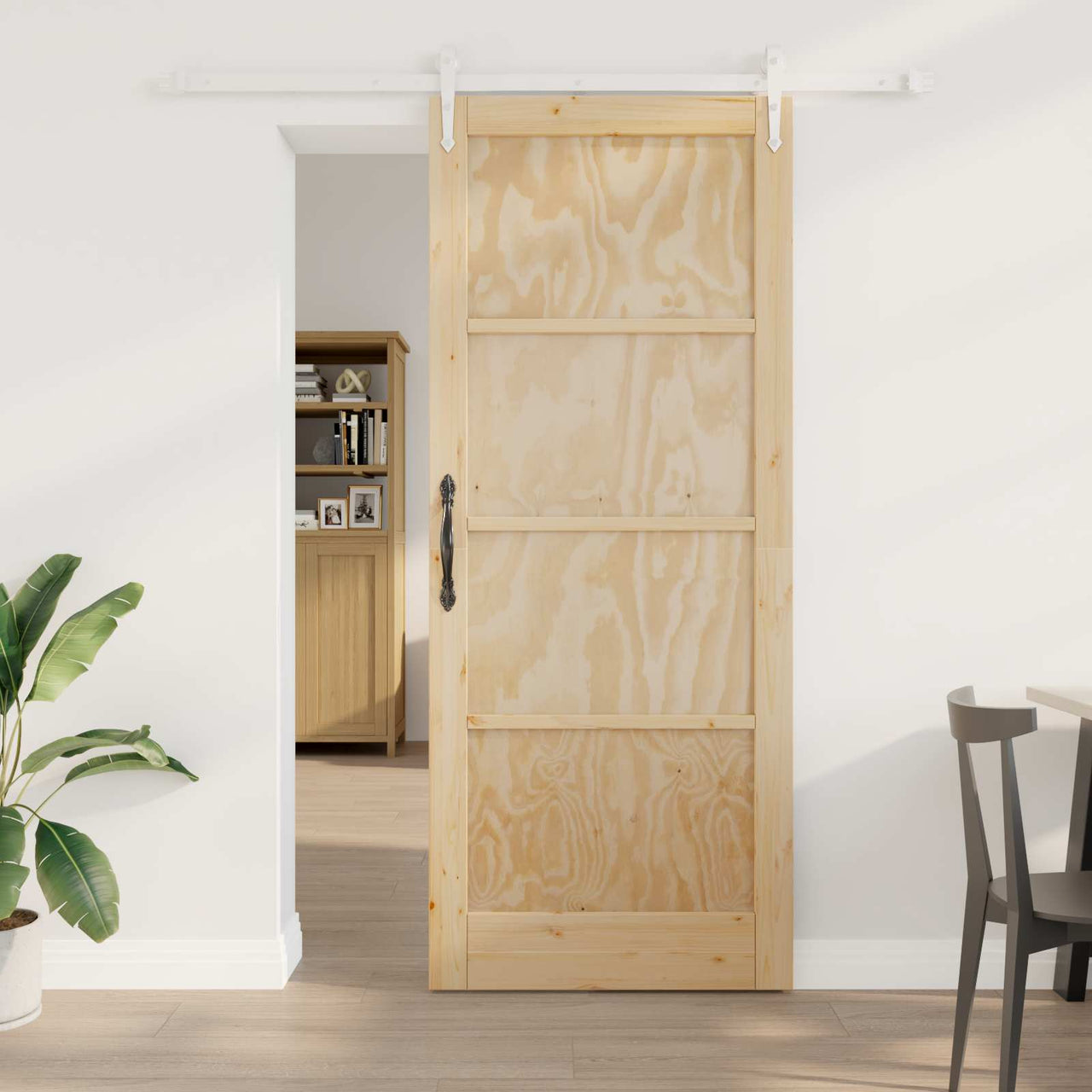 Puerta Corredera ORKDAL Natural y Blanco 86 x 211 cm