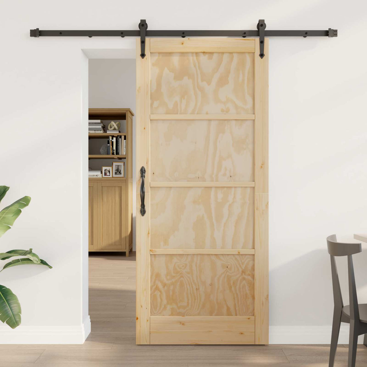 Puerta Corredera Natural y Negro 86 x 198,5 cm