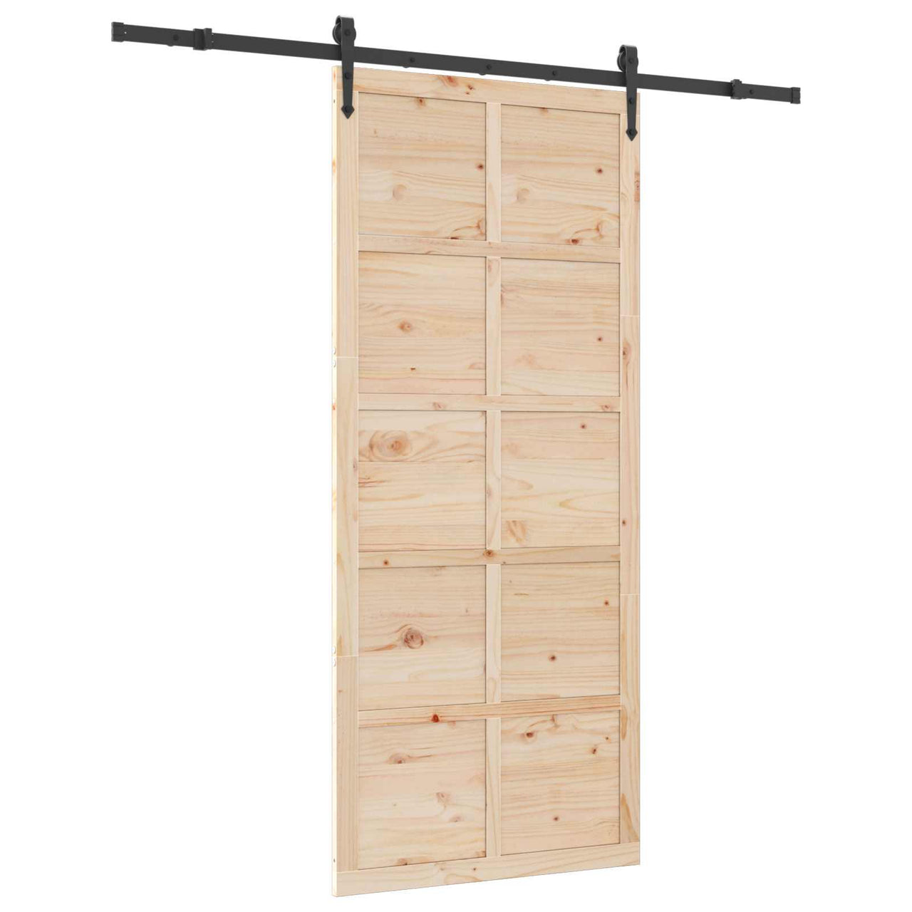 Puerta Corredera Natural 90 x 208 cm Madera de Pino Maciza
