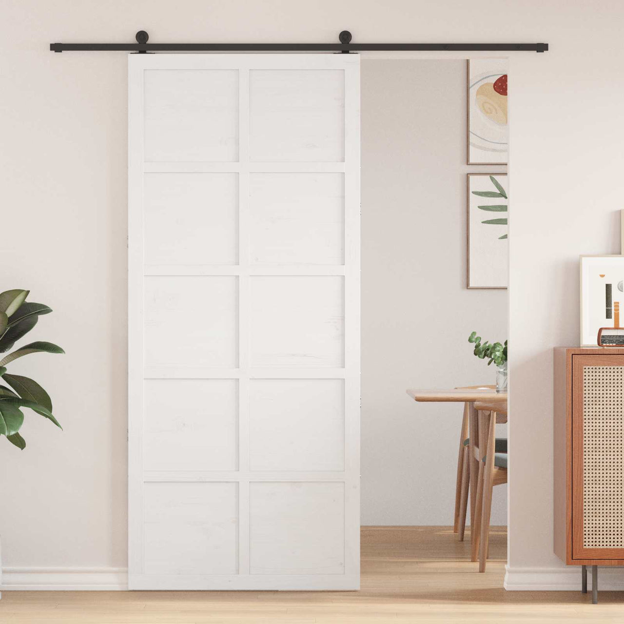 Puerta Corrediza 90 x 2,5 x 208 cm Madera de Pino Maciza