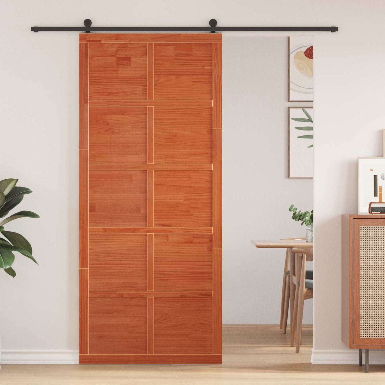Puerta Corrediza Marrón cera 80 x 2,5 x 208 cm