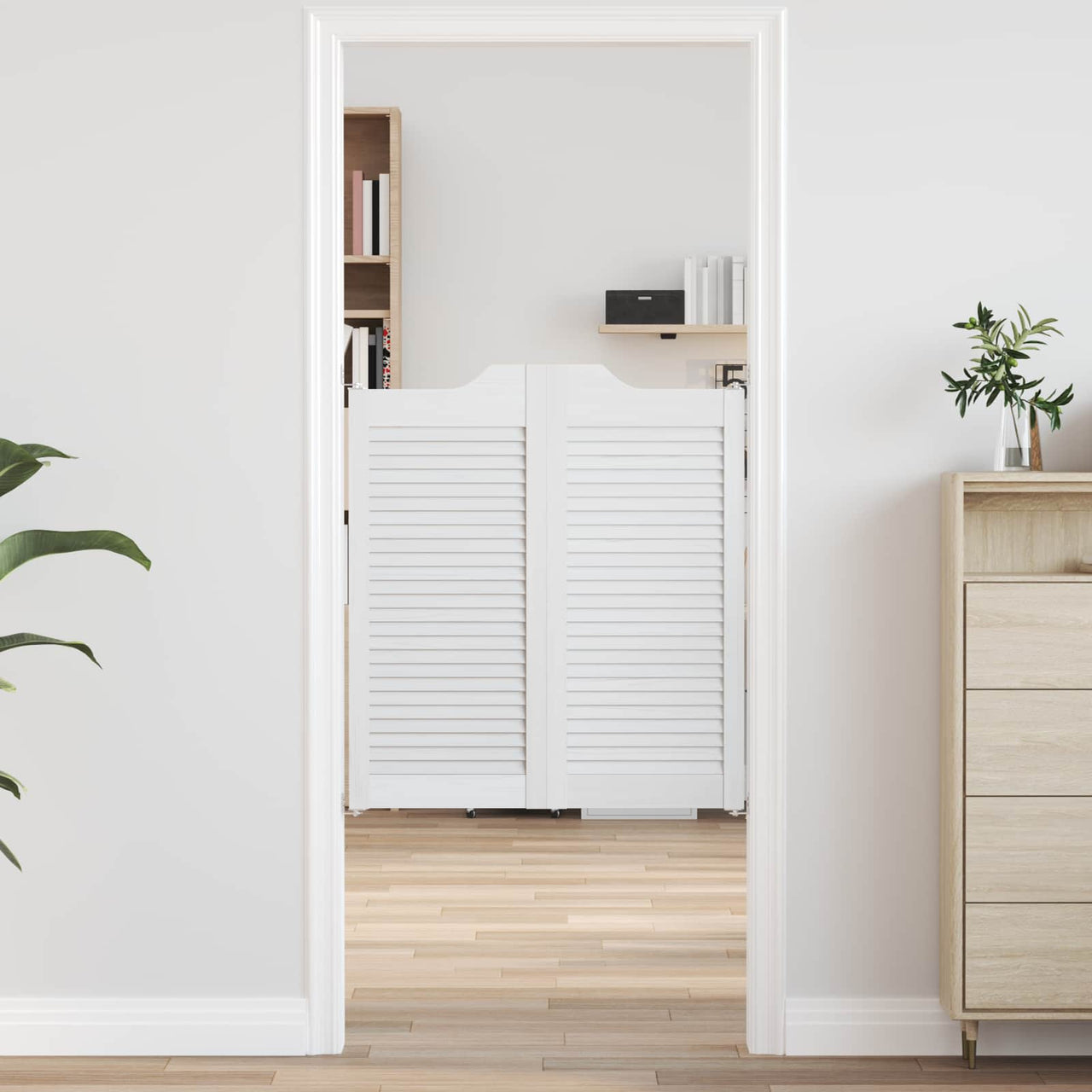 Puertas Batientes 80 x 90 cm Blanco Madera de Pino Maciza