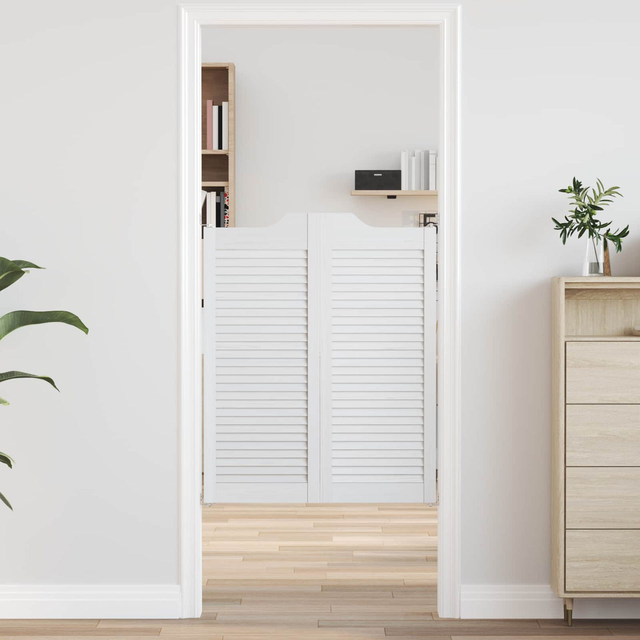 Puertas Batientes 80 x 100 cm Blanco Madera de Pino Maciza