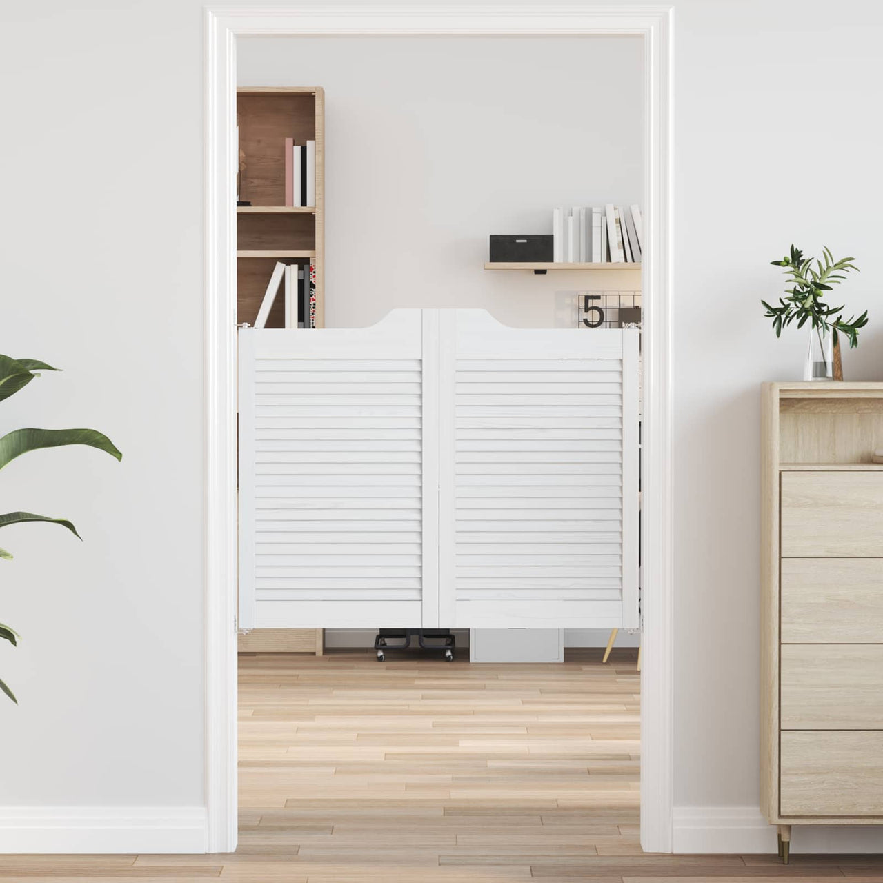 Puertas Batientes 100x80cm Blanco Madera de Pino Maciza - 2 Pcs
