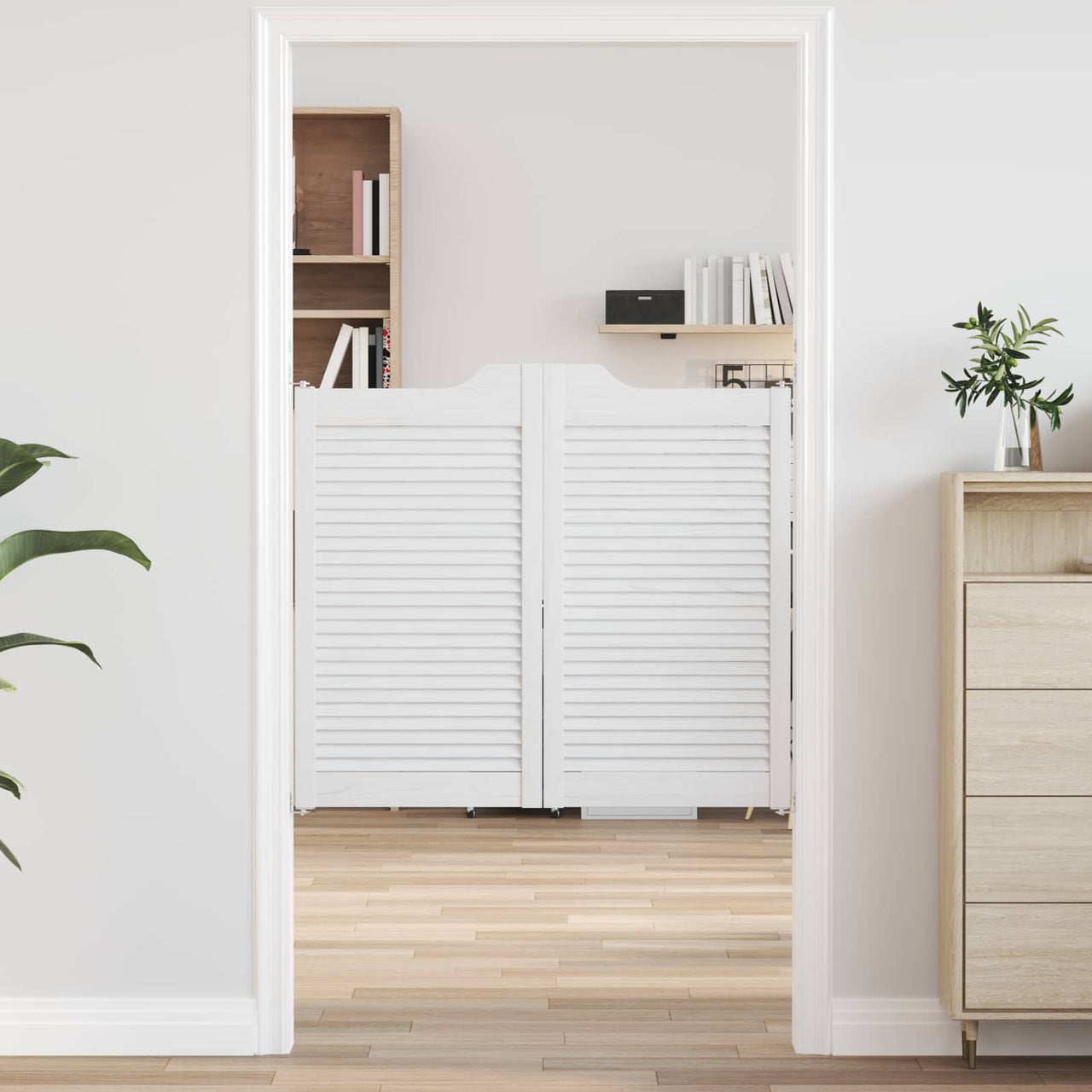 Puertas Batientes 100 x 90 cm Blanco Madera de Pino Maciza