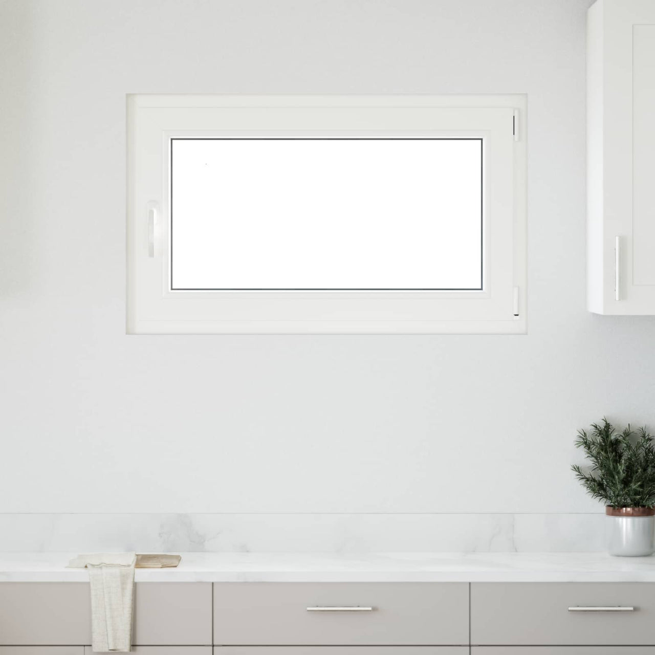 Ventana de Sótano 100 x 50 cm PVC y Vidrio Blanco
