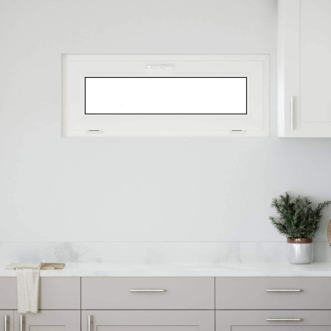 RISOR basement window 100 x 40 cm PVC and glass White 