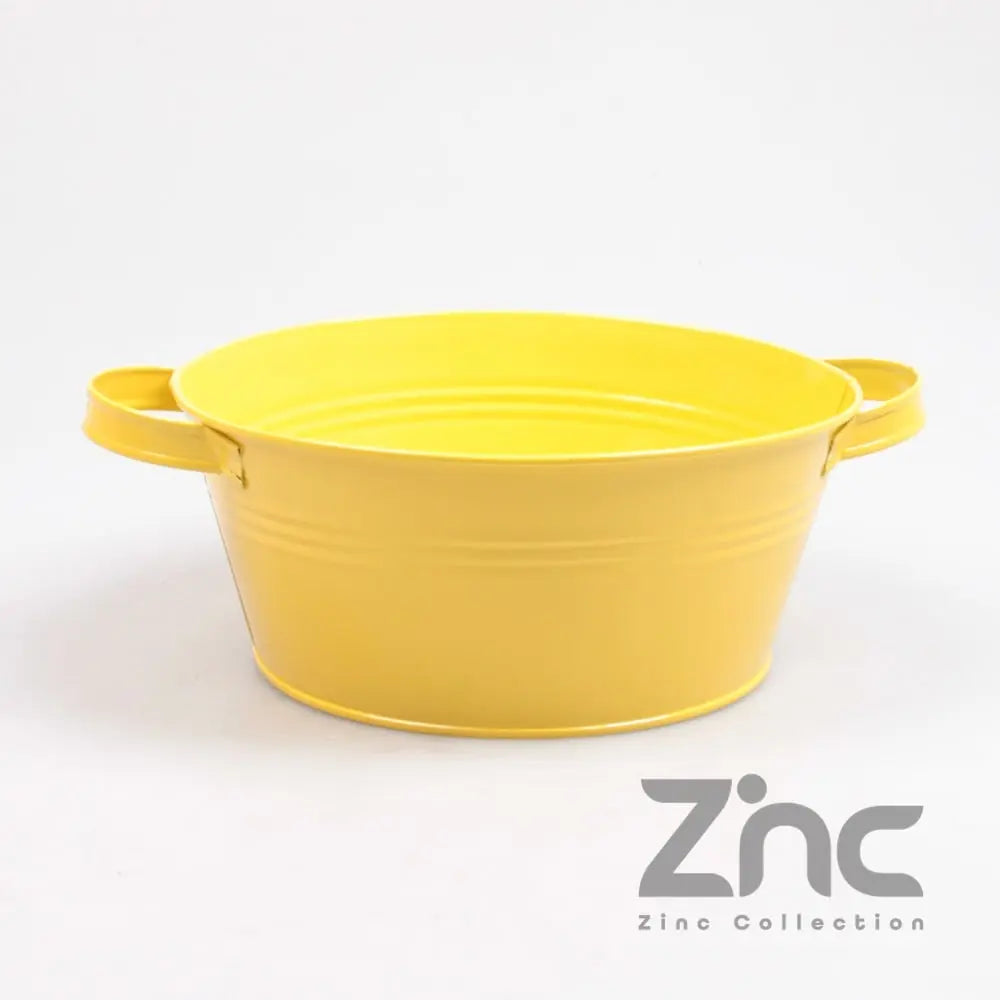Barreño de zinc con asas amarillo de 1,5 litros y 22 cm de diámetro - Vetonek