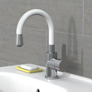 Grifo monomando de lavabo flexo blanco cromado v6486 - Vetonek