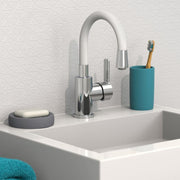 Grifo monomando de lavabo flexo blanco cromado v6486 - Vetonek