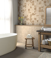 Badezimmer mit Verkleidung in Schlammoptik Lecce Nardò Chipper - Vetonek
