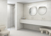 Ambiente baño con revestimiento efecto piedra Orvieto Blanco - Vetonek