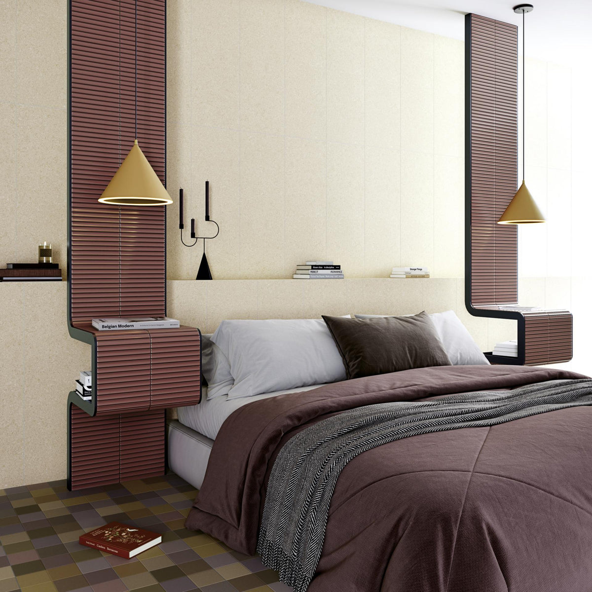 Ambiente salón con revestimiento efecto piedra Amalfi Beige - Vetonek