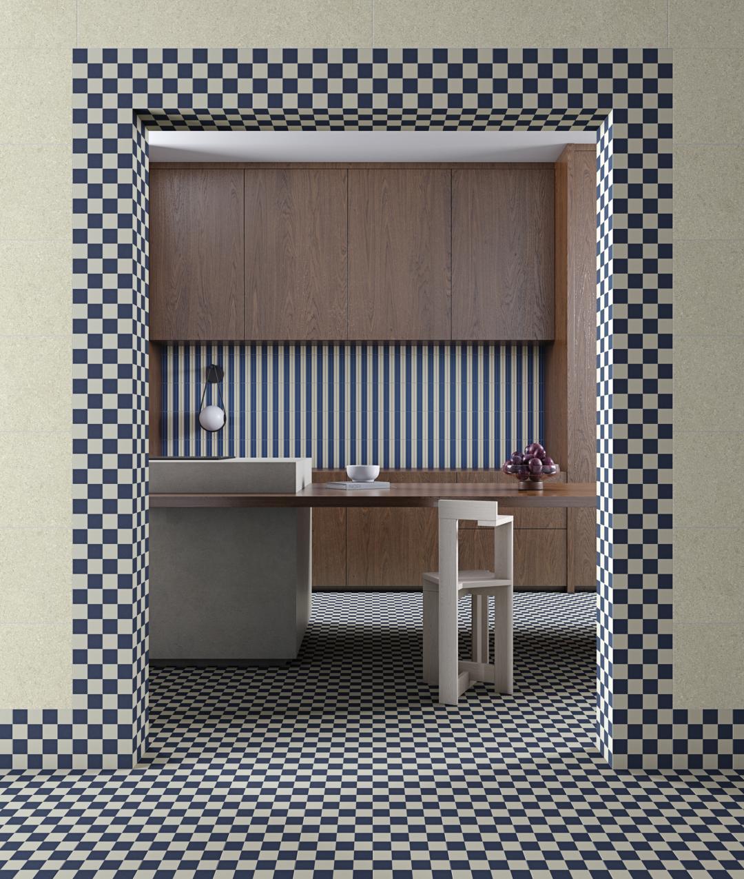 Ambiente cocina con revestimiento efecto piedra Amalfi Greige - Vetonek