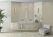 Ambiente baño con revestimiento efecto piedra Ischia Greige - Vetonek