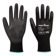 Guante con la Palma de PU libre de látex - Caja completa (144 pares) Negro - Portwest A123