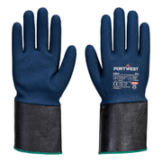 Guante Grip C13 de espuma de nitrilo con puño extendido Gris/Azul - Portwest A304