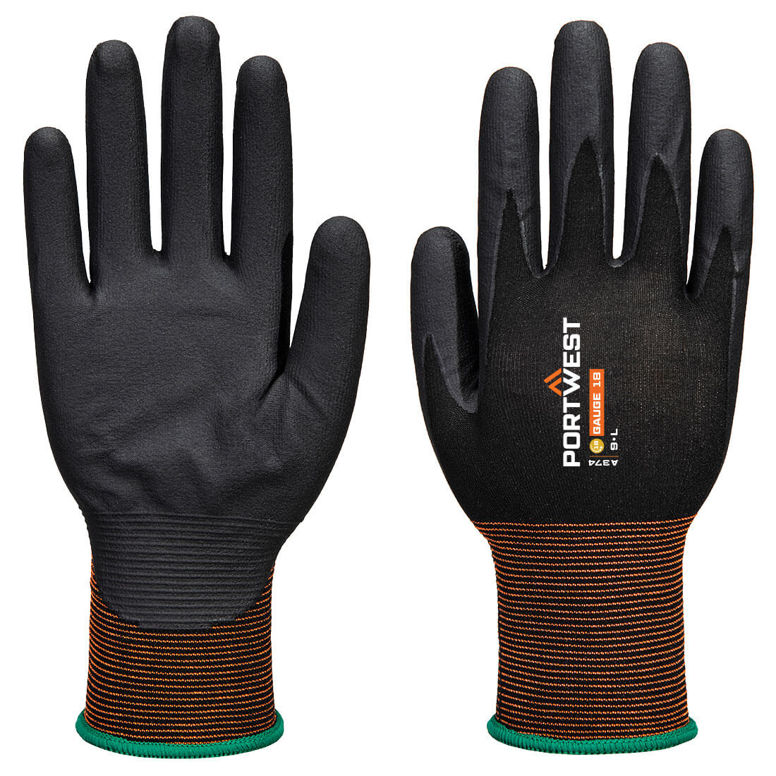 Guante de microespuma de nitrilo GP Grip 18 Negro - Portwest A374