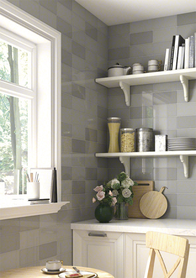 Cocina con azulejo brillo Urbino Gris - Vetonek