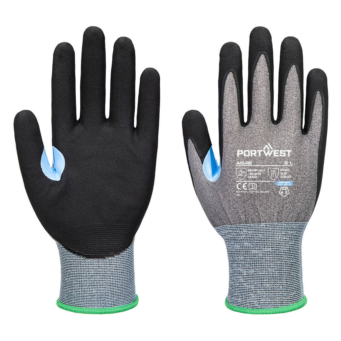 Guante CS Cut D21 Nitrile Gris/Negro - Portwest A648