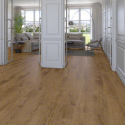 Ambiente con pavimento efecto madera Aosta Miel - Vetonek