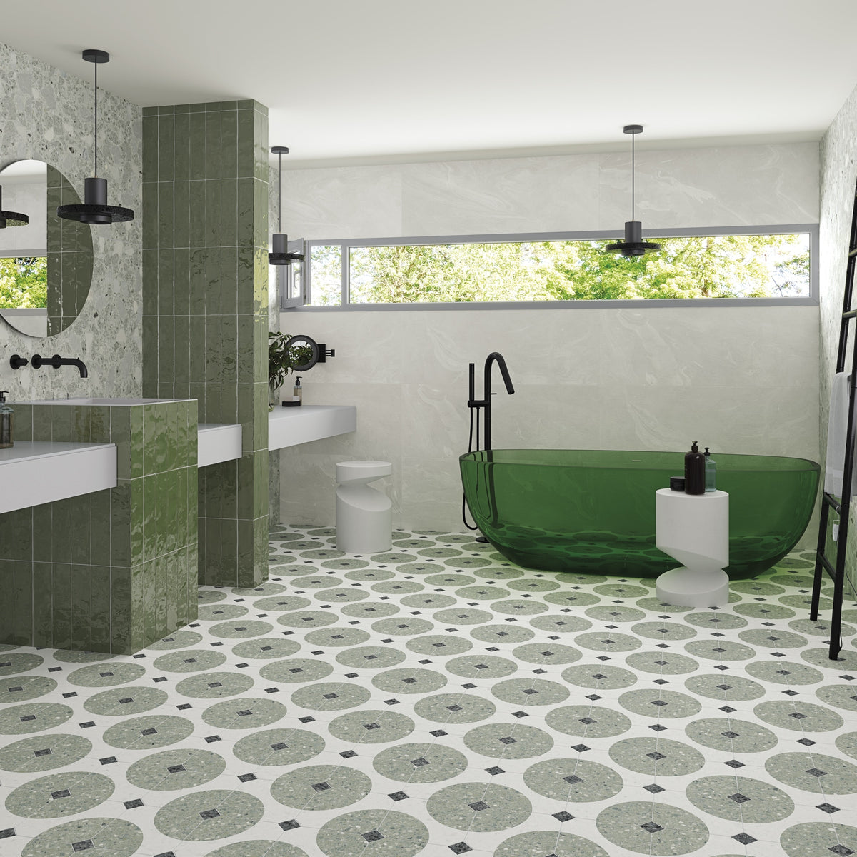 Ambiente mit achteckiger Terrazzo-Fliese Asti Canelli Grün - Vetonek