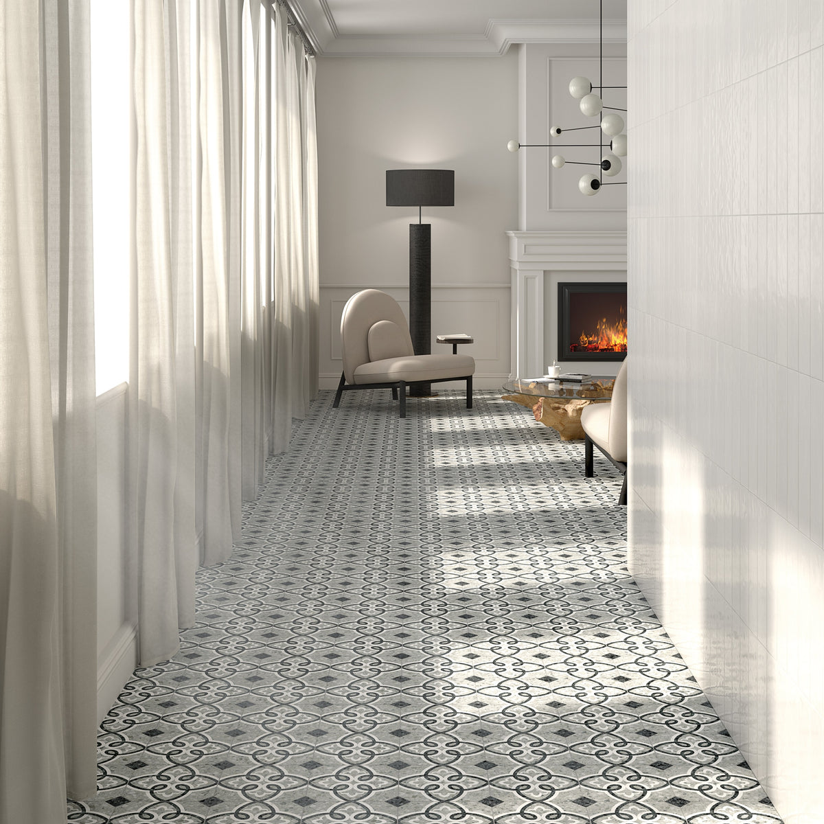 Küche mit achteckiger Terrazzo-Fliese Asti Agliano Grau - Vetonek